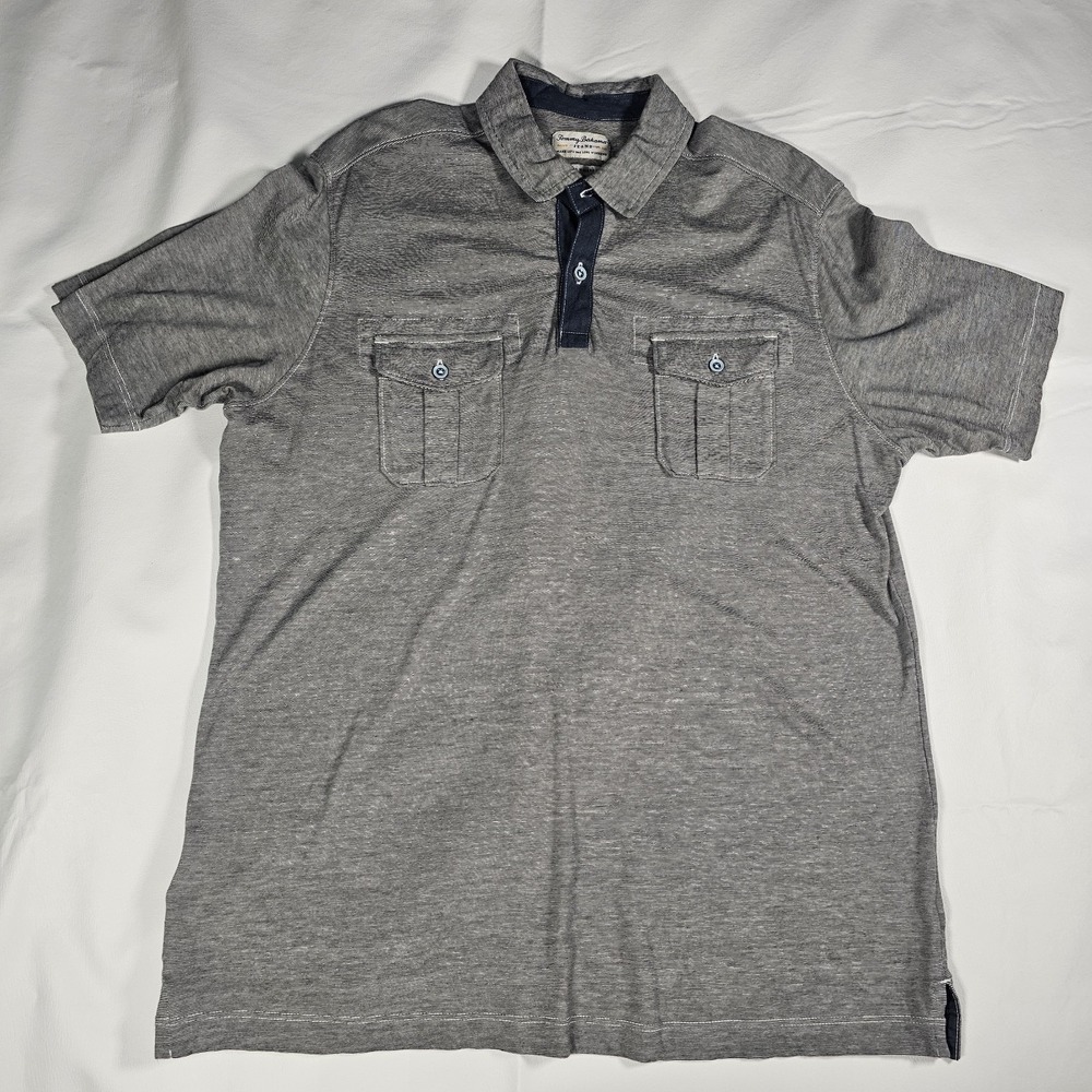 Tommy Bahama Jeans Island‎ Modern Fit Polo Shirt Men Medium Gray Pima Cotton